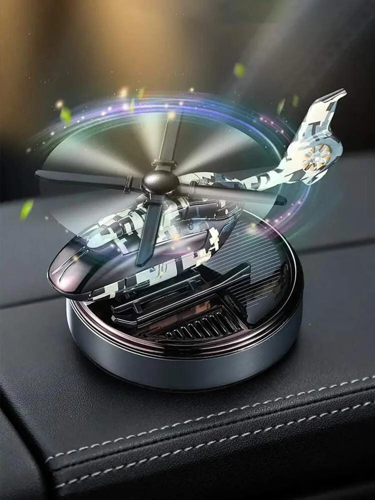 Black Color Car Aroma Diffuser Air Freshener Solar Power Car Dashboard Helicopter With Refill Perfume