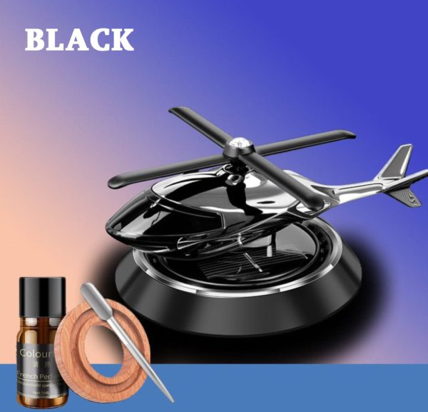 Black Color Car Aroma Diffuser Air Freshener Solar Power Car Dashboard Helicopter With Refill Perfume