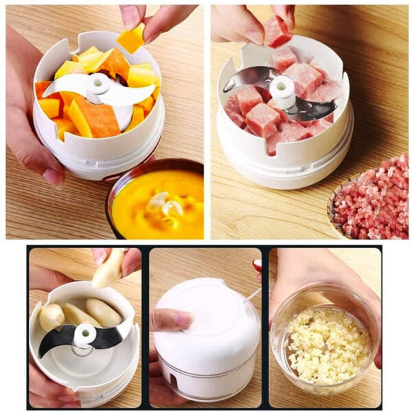 Mini Chopper Powerful Meat Grinder Hand-power Food Chopper Mincer Mixer Blender Chop Meat Fruit Vegetable Nuts Shredder