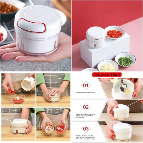 Mini Chopper Powerful Meat Grinder Hand-power Food Chopper Mincer Mixer Blender Chop Meat Fruit Vegetable Nuts Shredder